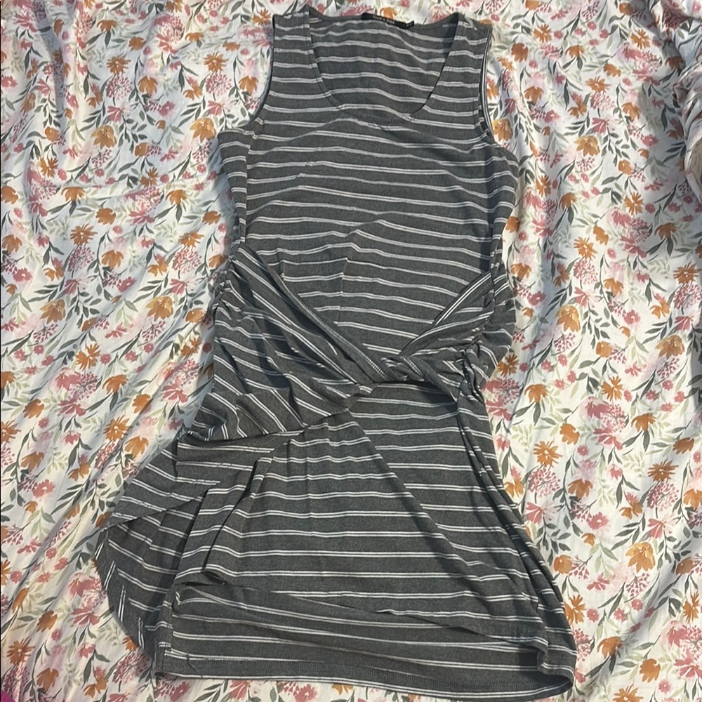 Striped Gray Sleeveless Dress
